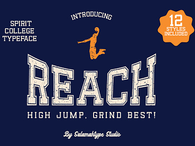 REACH - Sport Font / Classic Textured Font basketball brand branding classic font creative design font logo logo font logotype old school products sport font sports textured font type design typeface typo vintage font