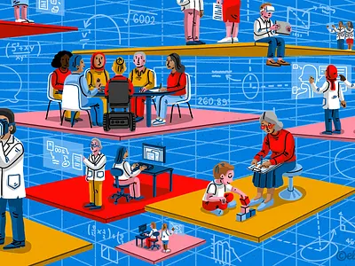 Editorial illustration: the future of speech language therapy conceptual illustration editorial editorial illustration figurative future futuristic illustration magazine magazine illustration people