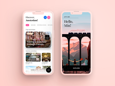 Travel app: Dashboard & welcome screen adobe photoshop city clay mockup dashboard explore figma home illustration mobile application mockup onboarding travel app ui ux welcome screen wireframe