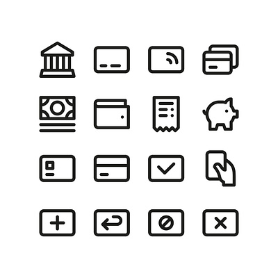 Payment UI Icons bank banking card cash icons money payment savings symbol ui ux vector wallet