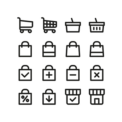 Shopping cart UI Icons cart e commerce ecommerce icons shop shopping store symbols ui ux vector