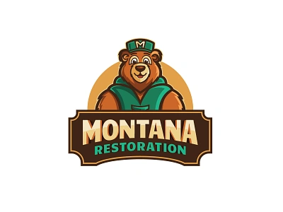 Montana Restoration | Bear Mascot animal bear bear logo bear mascot brand designer branding can graphic friendly bear home business montana mountains ranger restoration restoration company services truck wrap vehicle wrap water damage wrap wrap designer