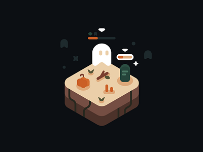 Waiting for halloween autumn design fantasy game geometric ghost graphic design grass halloween illustration isometric land missing nature points pumpkin vector
