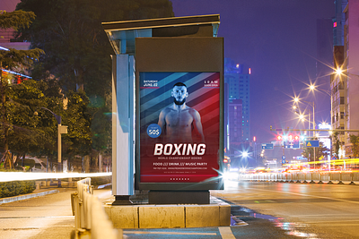 U.S Boxing Night advertisiment citylight graphic design