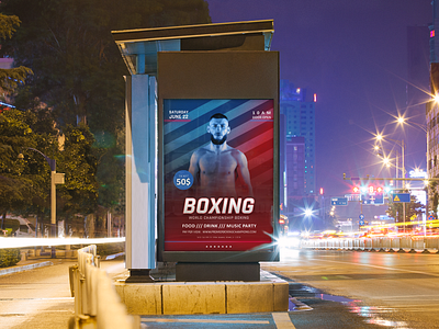 U.S Boxing Night advertisiment citylight graphic design