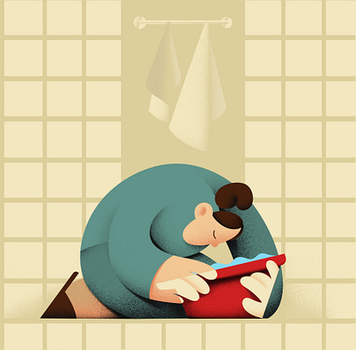 Red bowl bathroom character clean flat illustration illustration vector water