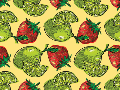 Delicious drink pattern delicious drink fruit illustration lime pattern pattern design print repeat repeat pattern strawberry surface design surface pattern wallpaper yum yummy