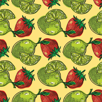 Delicious drink pattern delicious drink fruit illustration lime pattern pattern design print repeat repeat pattern strawberry surface design surface pattern wallpaper yum yummy