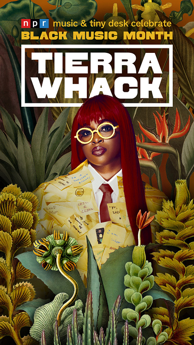 Tierra Whack black botanical collage floral flowers forest greenery jungle leaves month music tiny desk tropical