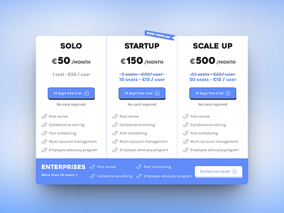Pricing section - copost b2b saas colors grain graphic design landing page paper pricing pricing section saas saas landing page saas pricing ui webdesign