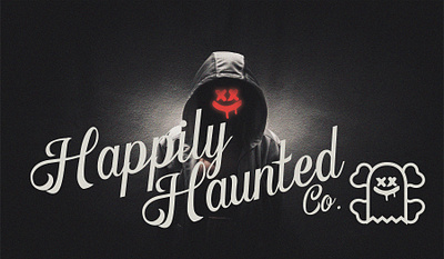 Happily Haunted Co. branding design ghost graphic design happy haunted illustration logo skeleton smile