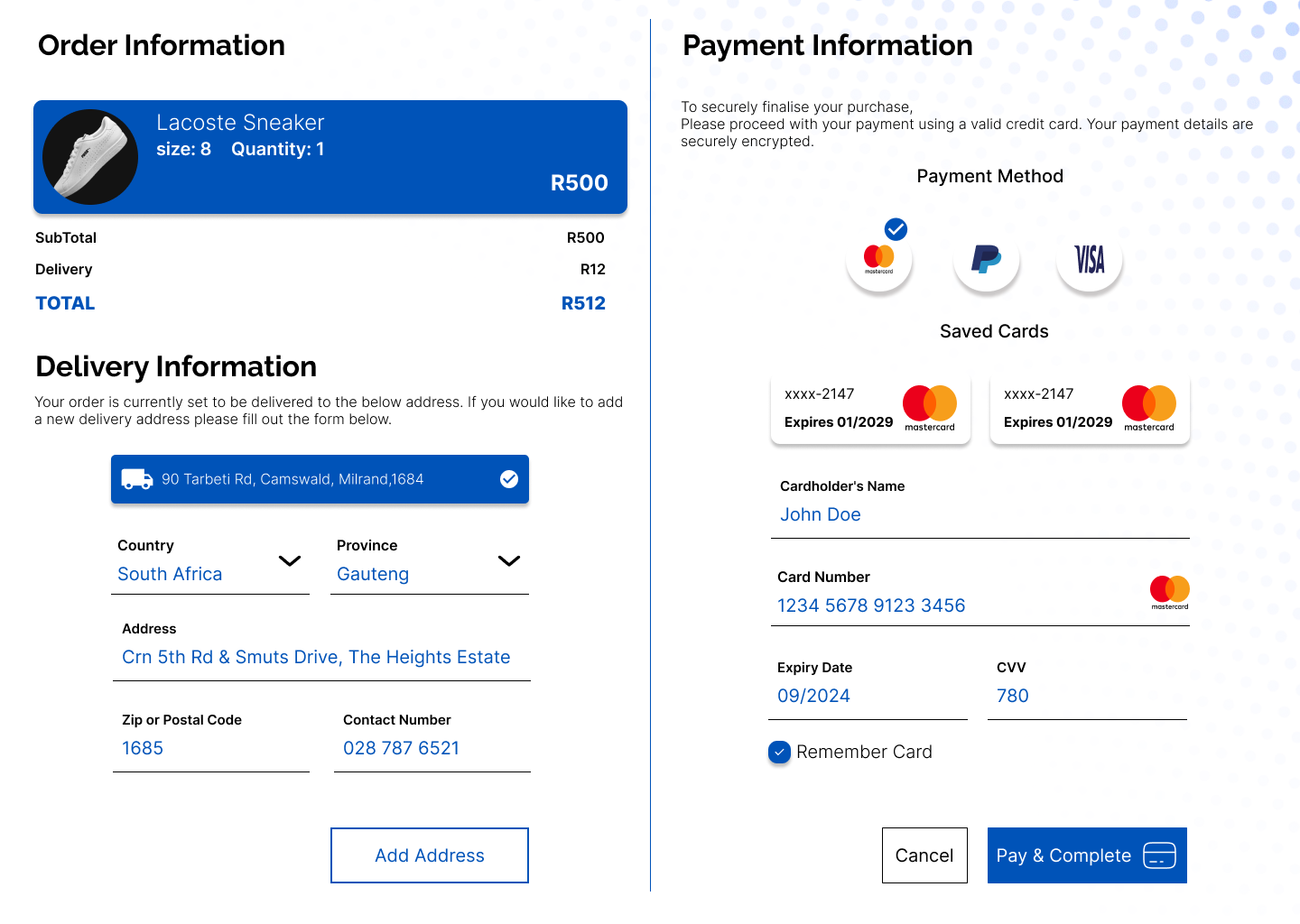 credit card checkout page design final design mockup