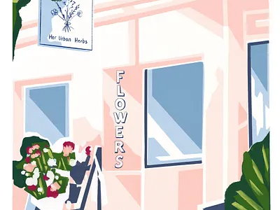 San Francisco Flower Shop illustration building illustration flower shop illustration local business illustration san francisco illustration small business illustration