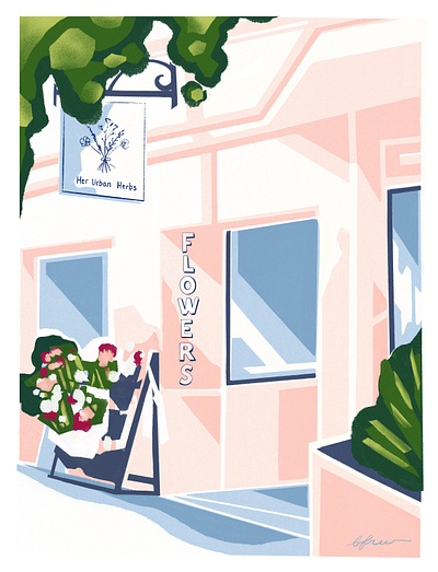 San Francisco Flower Shop illustration building illustration flower shop illustration local business illustration san francisco illustration small business illustration