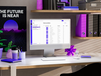 The future is here 3d ai animation cinema4d client computer design desk future interface motion graphics notification office product redshift screen support ticket ui work