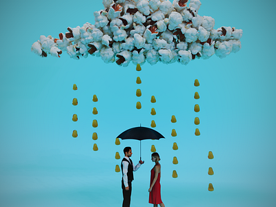 Candy Rain 3d 3dsmax candy cloud corona creative design miniature model people popcorn render umbrella