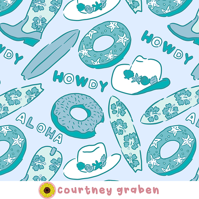 Coastal Cowboy Surface Pattern Design by Courtney Graben art design digital art illustration pattern surface design surface pattern design