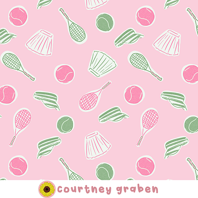 Tennis Surface Pattern Design by Courtney Graben art design digital art illustration pattern surface design surface pattern design