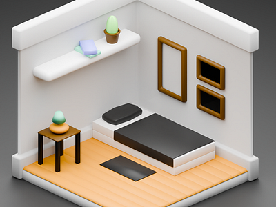 3D isometric room 3d blender design isometric sculpture