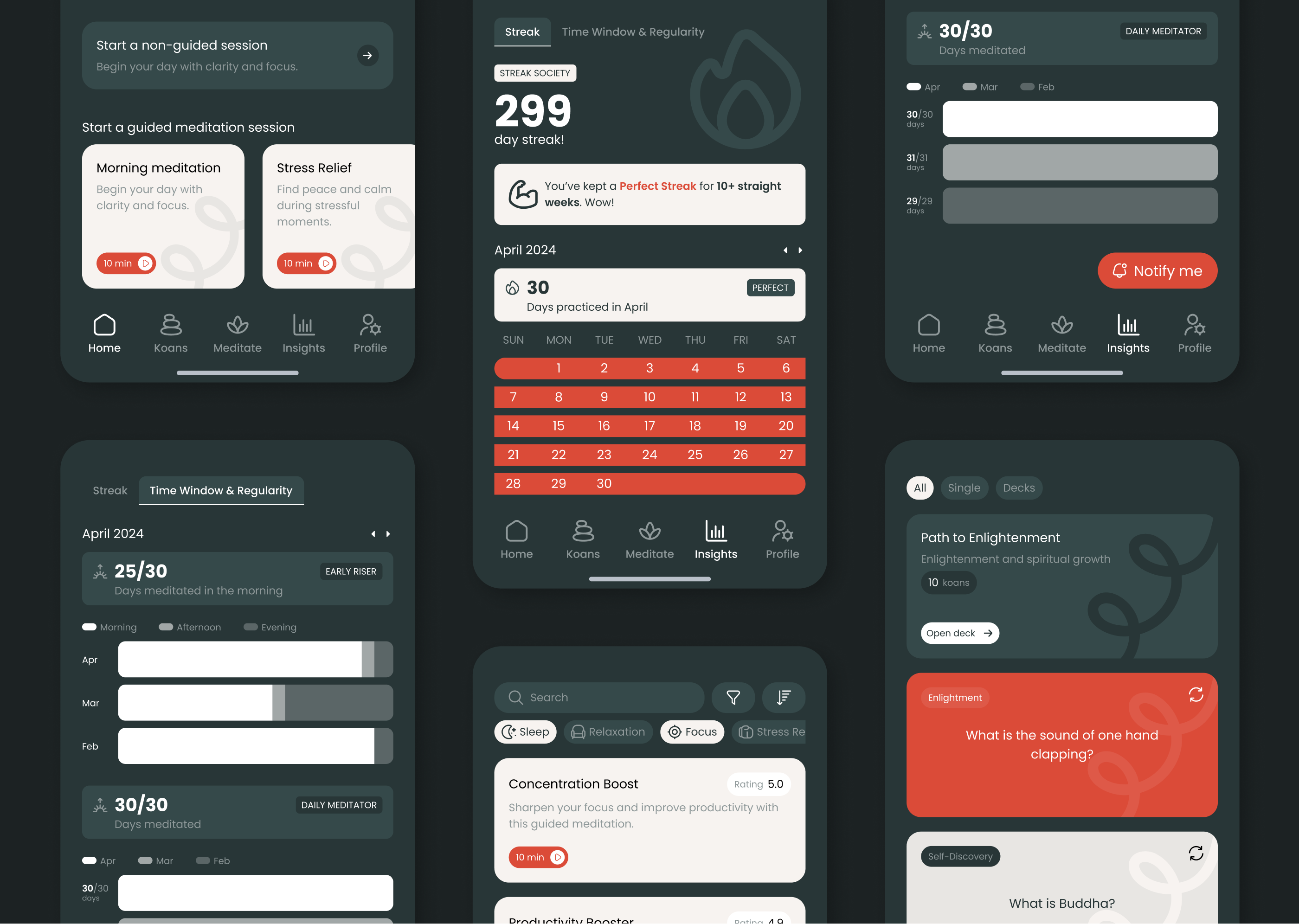 Meditation App UI UX Visual Design app design app mockup dark theme design graphic design meditation app meditation app design minimalist app design product design ui ui design ui ux design ux ux design visual design