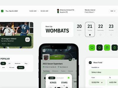 Sports Event App branding components design mobile ui ux