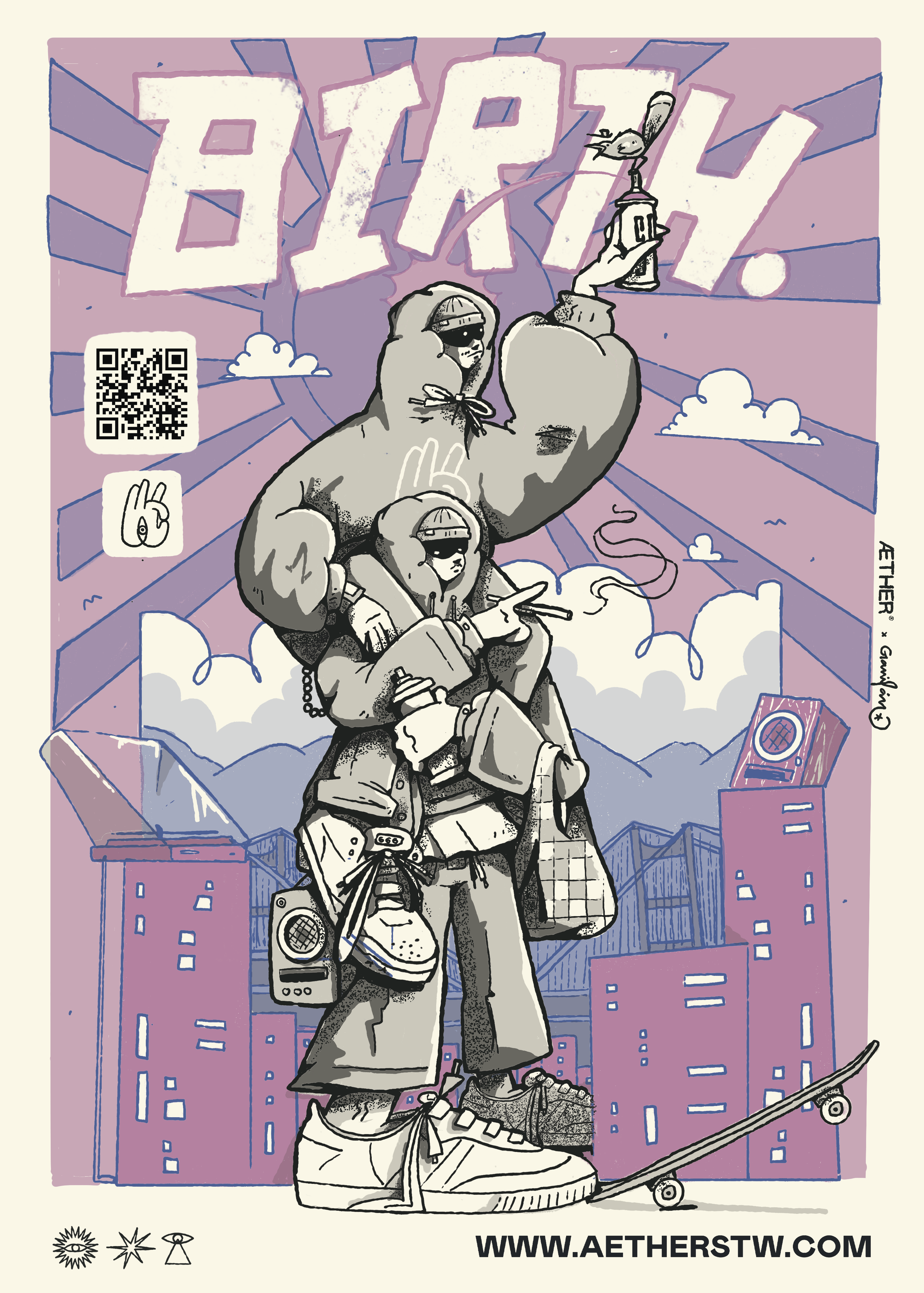 AETHER birt. artwork character graffiti illustration lowbrow music poster streetart