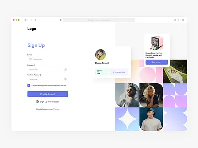 Sign up page for Whislist Platform ✴︎ dashboard design graphic design mobile mobile design sign up ui uiux user interface design web web design