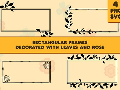 Doodle Rectangle Frames Leaves Rose border decorative elements design elements doodle floral flower frame graphic design illustration leaf rose svg vector
