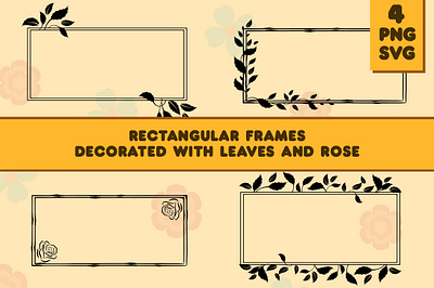 Doodle Rectangle Frames Leaves Rose border decorative elements design elements doodle floral flower frame graphic design illustration leaf rose svg vector