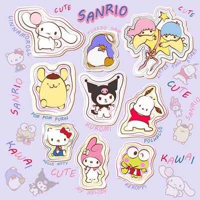 Fan art Sanrio stickers adobe illustrator character design cute digital 2d illustration kawai sanrio