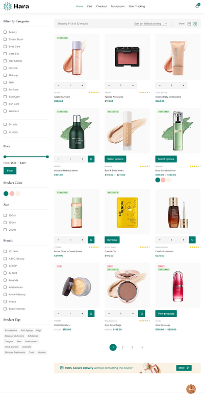 Beauty Cosmetic Website Shop Concept 2 branding design graphic design ui ux website wordpress