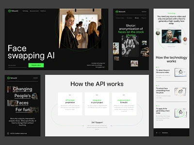 Concept for Reface AI colors concept design grid icons mainpage typography ui web webdesign
