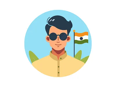 man from India avatar design graphic design icon illustration logo man from india sunglasses vector