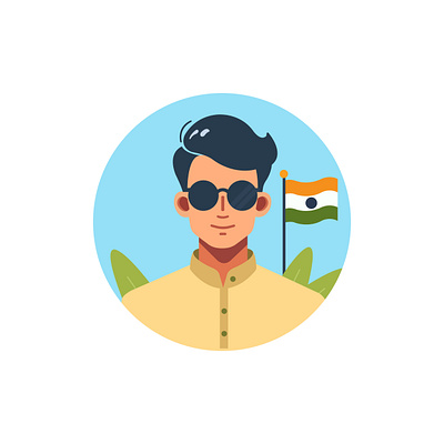 man from India avatar design graphic design icon illustration logo man from india sunglasses vector