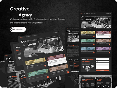 Creative design agency | Services ad advertising agency app black branding creative creativeagency dark design figma ui uiux user experience user interface ux web web ui web ux webdesign