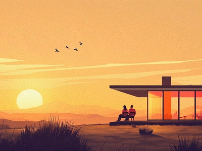 Desert Sunset africa architecture art couple desert design enjoy graphic design home house illustration illustrator love national park nature procreate sky sunset travel vector