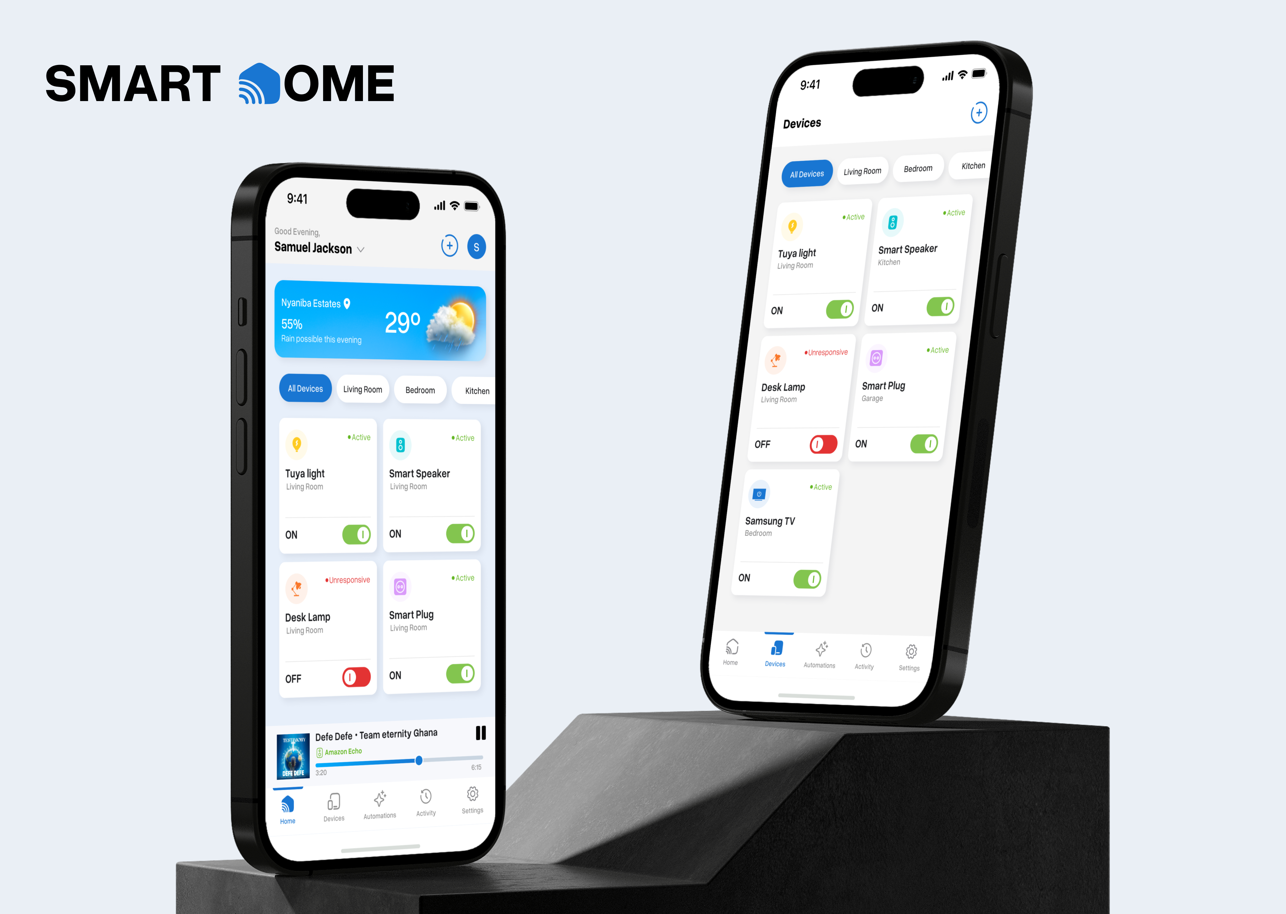 Smart Home App ai automation clean dark mode device device energy home home automation house light mode mobile mobile app remote control smart smart device smart home smart home mobile app smart house ux weather