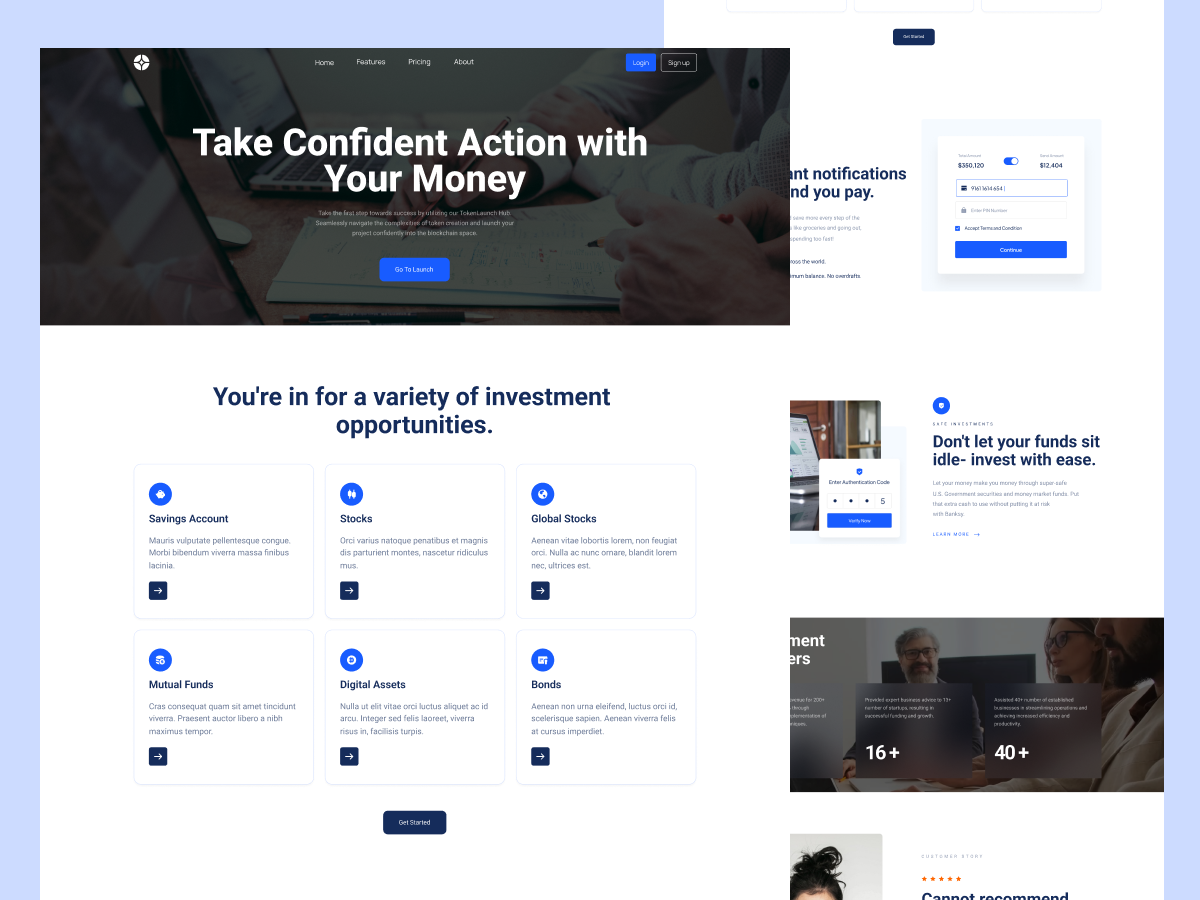 Website Design For Finance - Landing Page finance design finance layout finance site finance ui finance website financial services landing page website design
