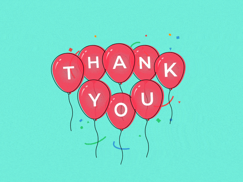 Balloons of "Thank You" with confetti [Lottie File] acknowledgment animation balloons celebration confetti decoration gratefulness gratitude illustration json loop lottie lottiefiles motion graphics party thank you thanks