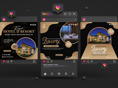 Hotel & Resorts Instagram Post Design advertising branding company design graphic design instagrampost socialmedia