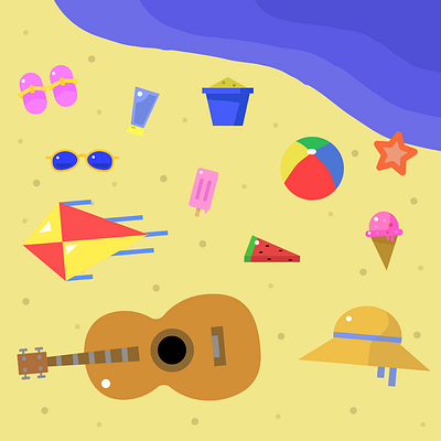 Beach 2d Vector Set