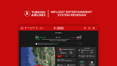 Turkish Airlines Inflight Entertainment System Redesign flight screen ui