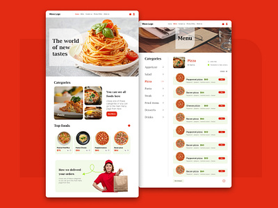 Italian food website design ui ux web design