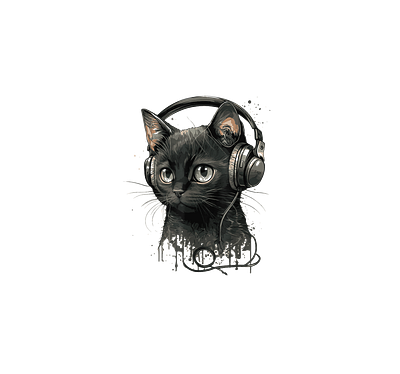 Meow Cat Wearing Headphone cat cat vibes cat wearing headphone funny cat music