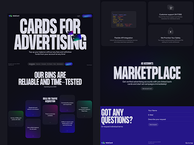 Adscard adv advertising bold branding card che editorial finance fintech font grid interaction marketing marketplace typography ui ux valery che web website