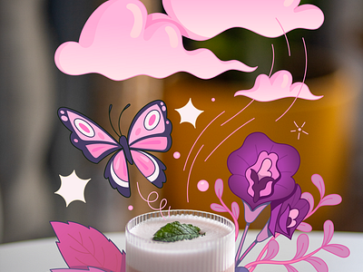 Cloud Nine butterfly cloud cocktail dream drink foam food menu packaging photography pink vector