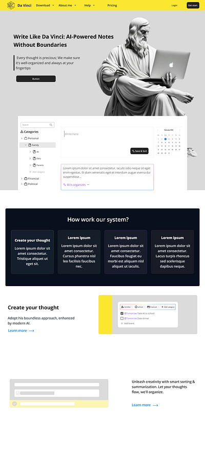 Website design in figma: Intelligent Routine and Note-Taking App app branding design figma graphic design illustration logo routine typography ui ux