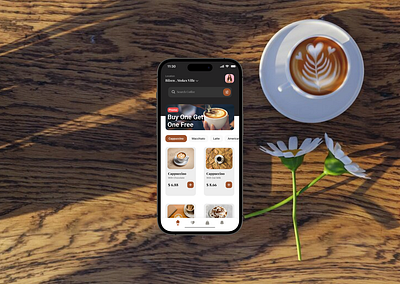 home screen for coffee mobile app graphic design ui