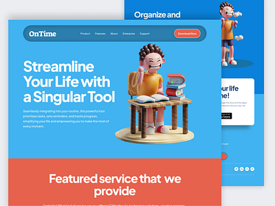 Ontime - time management mobile application website 3d 3d animation adobe animation branding design graphicdesign homepage interface landing page mobileapp motion graphics time management time tracking time web ui ui uiux ux website