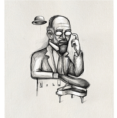 Satie. folkart illustration outsiderart portrait sketch